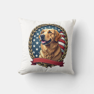 Heritage Golden Retriever Patriotisches Vintage T- Kissen