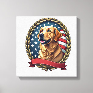 Heritage Golden Retriever Patriotisches Vintage T- Leinwanddruck