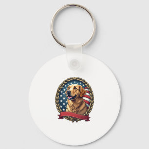 Heritage Golden Retriever Patriotisches Vintage T- Schlüsselanhänger