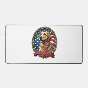 Heritage Golden Retriever Patriotisches Vintage T- Schreibtischunterlage