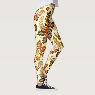 Heritage Kupfer Warm Gold Blumen Design Leggings