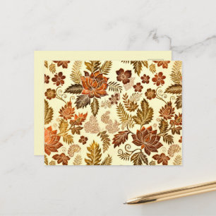 Heritage Kupfer Warm Gold Blumen Design Postkarte