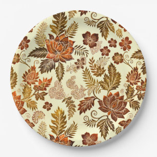 Heritage Kupfer Warmgold Blumenmuster Pappteller