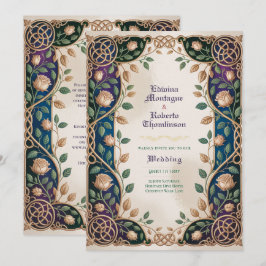 Heritage Medieval Celtic Knot Jewel Gold Wedding Einladung