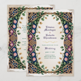 Heritage Medieval Celtic Knot Jewel Gold Wedding Einladung