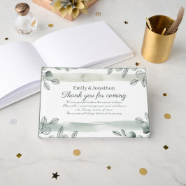 Heritage Modern Sage Green Wedding Botanical Gästebuch