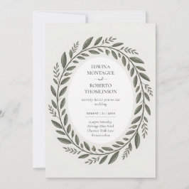 Heritage Olive Leaf Wreath Mediterranean Wedding Einladung
