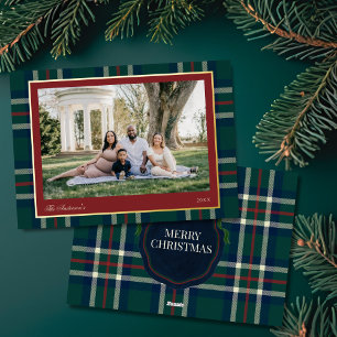 Heritage Preppy Karo Weihnachtsfoto Folien Feiertagskarte