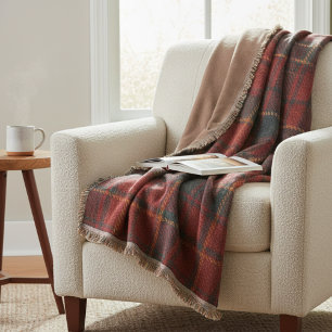 Heritage Red Karo - Warme, Gewebte Tradition Decke