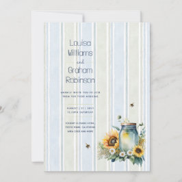 Heritage Sunflower and Bee Mason Jar Wedding Einladung
