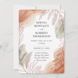 Heritage Terracotta and Sage Botanical Wedding Einladung