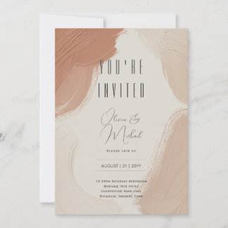 Heritage Terracotta Blush Abstract Brushstroke Einladung