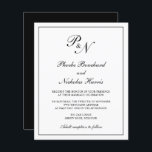 Herkömmliche Einladung zum Hochzeitsfeiern für Mon<br><div class="desc">Traditionelles Budget Hochzeitseinladung in klassisch Schwarz-Weiß mit einem einfachen Design mit Ihren zwei ersten Monogramm und Ihren Namen in einer eleganten Kalligraphie innerhalb eines dünnen Randes. Dieses elegante Design ist perfekt für eine formelle Hochzeit. Diese billigen Hochzeitsinvasionen werden auf Papier gedruckt,  um eine preisgünstige Option zu erhalten.</div>