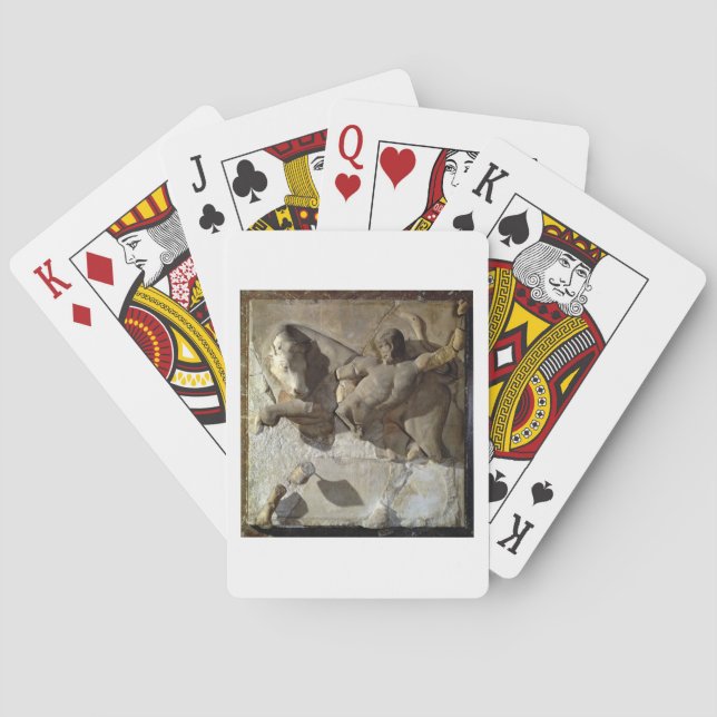 Herkules, der den kretischen Stier, einen einer Spielkarten (Rückseite)