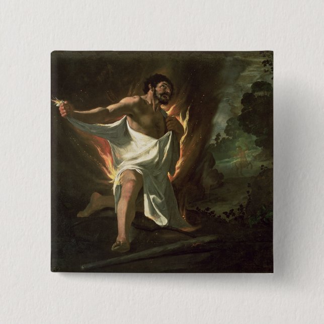 Herkules, der die brennende Robe, c.1634 zerreißt Button (Vorderseite)