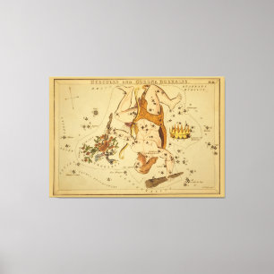 Herkules - Vintages Astronomisches Star Chart Imag Leinwanddruck
