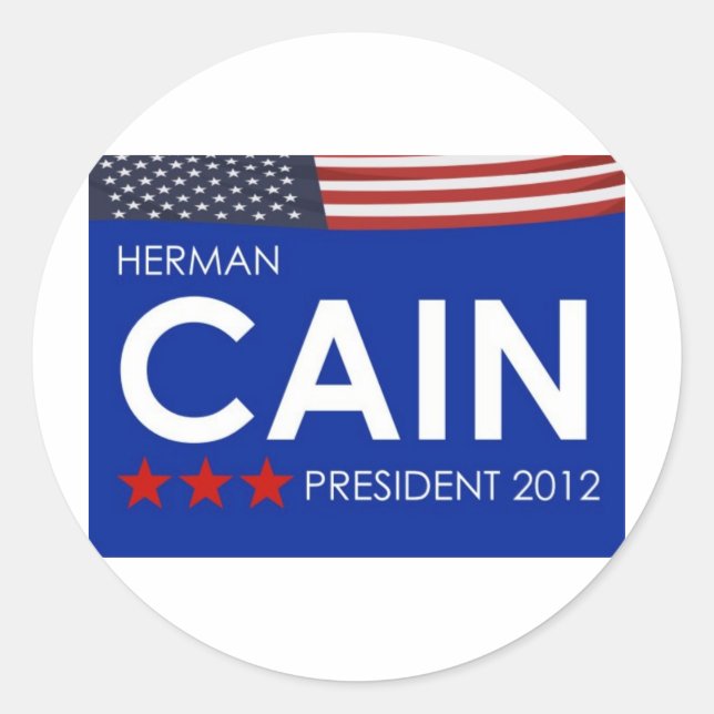 Herman Cain 2012 Runder Aufkleber (Vorderseite)