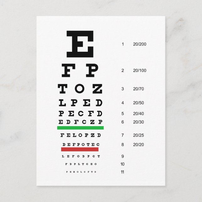 Herman Snellen Eye Chart schätzt Visuelle Aktivitä Postkarte (Vorderseite)