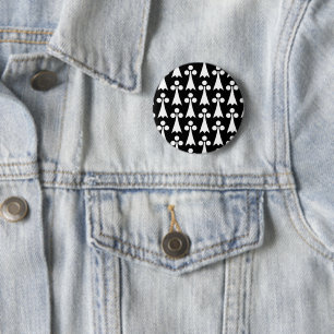 Hermelinmuster, Mittelalterliches Muster, Weiß auf Button