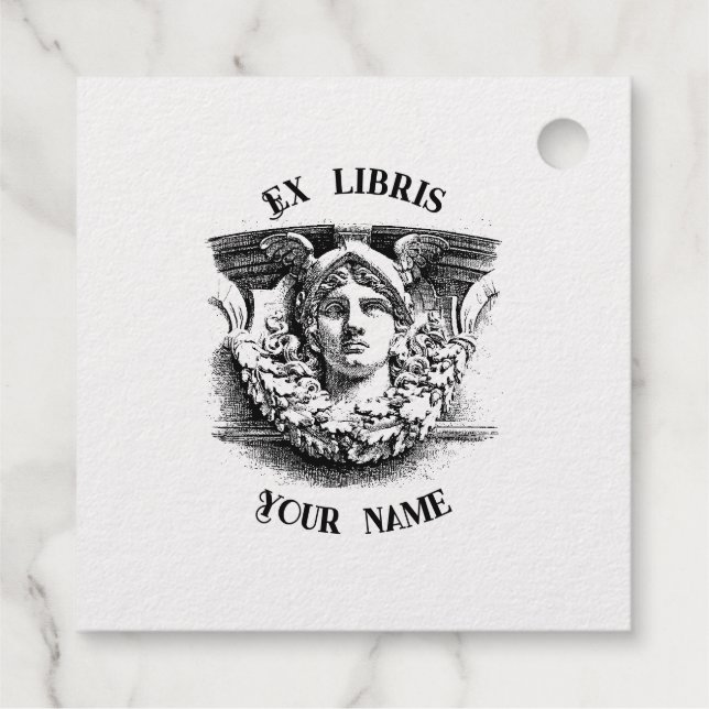 Hermes antiker Gott ex libris Geschenkanhänger (Rückseite)