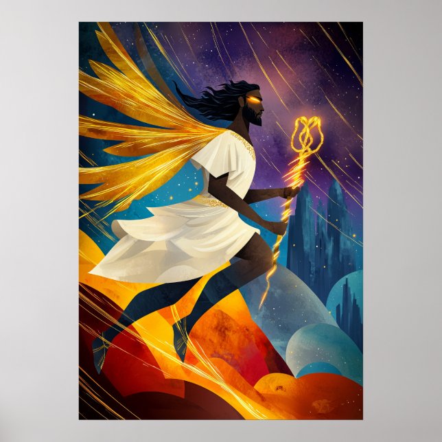 Hermes - Cubist Minimalistisch Legend - Messenger Poster (Vorne)