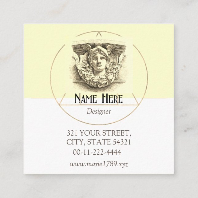 Hermes Vintag minimales Monogramm, künstliches Bei Quadratische Visitenkarte (Rückseite)