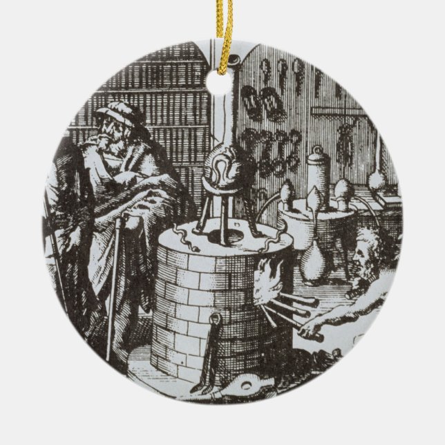 Hermetische Philosophen und ein Alchemist, von Keramikornament (Vorne)