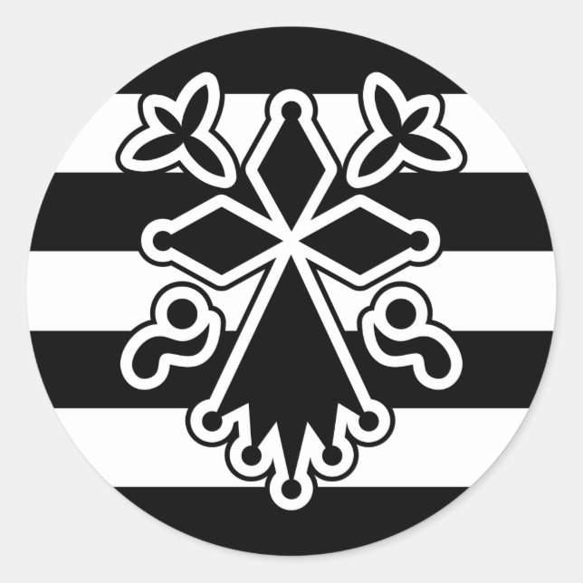 Hermine bretonne en gha du (weiß und schwarz) runder aufkleber (Vorderseite)