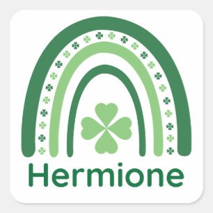 Hermione Name Clover Boho Rainbow Quadratischer Aufkleber