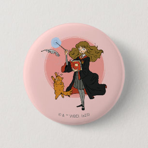 Hermione und Crookshanks Wingardium Leviosa Button