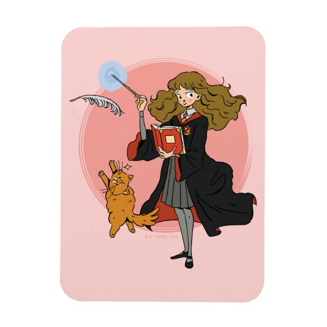 Hermione und Crookshanks Wingardium Leviosa Magnet (Vertikal)