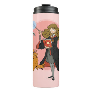 Hermione und Crookshanks Wingardium Leviosa Thermosbecher