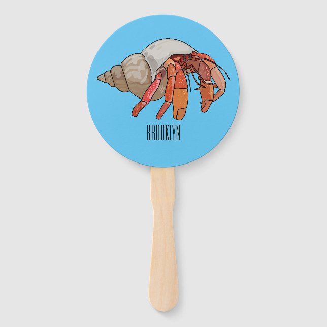 Hermit Crab Cartoon Illustration Fächer (Vorderseite)