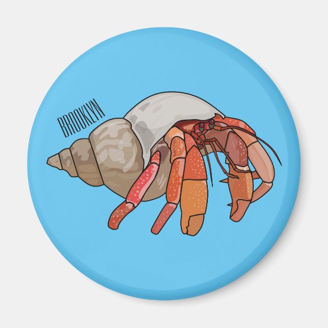 Hermit Crab Cartoon Illustration Magnet (Vorne)