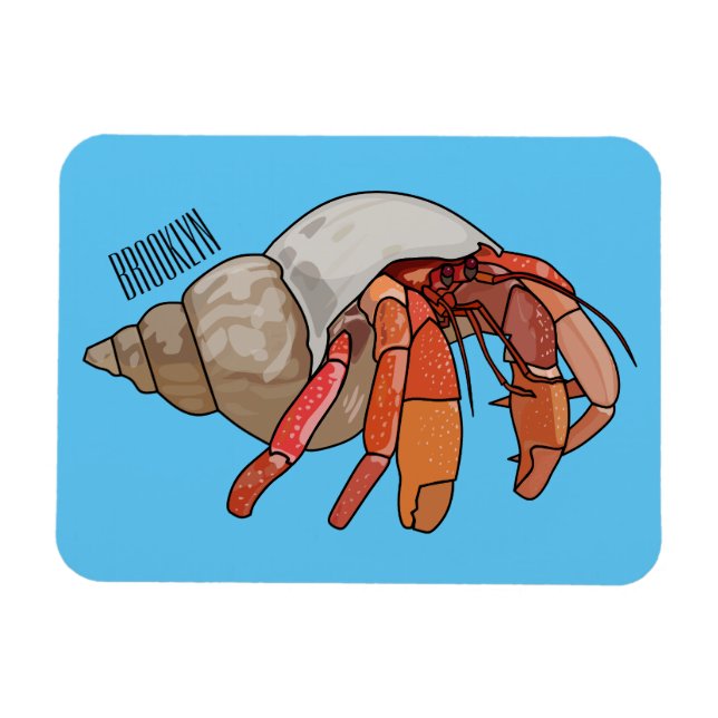 Hermit Crab Cartoon Illustration Magnet (Horizontal)