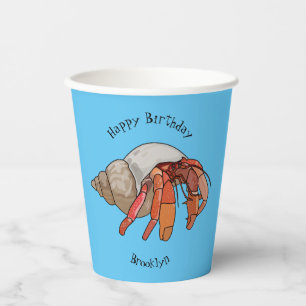 Hermit Crab Cartoon Illustration Pappbecher