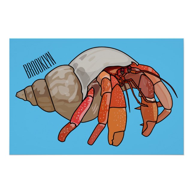 Hermit Crab Cartoon Illustration Poster (Vorderseite)
