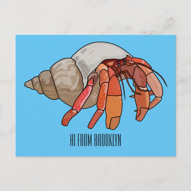 Hermit Crab Cartoon Illustration Postkarte (Vorderseite)