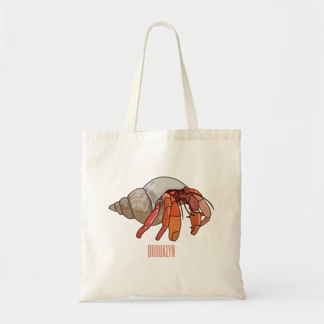 Hermit Crab Cartoon Illustration Tragetasche (Vorne)