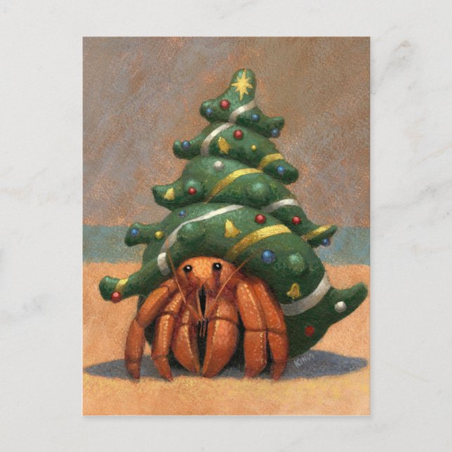 Hermit Crab Christmas Card Feiertagspostkarte (Vorderseite)