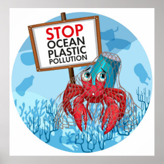 Hermit Crab Holding Sign Poster