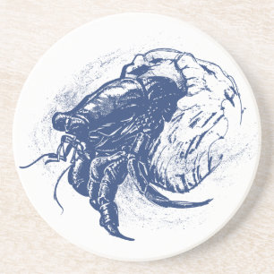 Hermit Crab in Dark Blue Sandstein Untersetzer