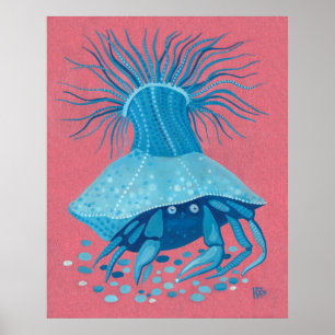 Hermit Crab Sea Ozeane Unterwasser Tiere Malerei Poster