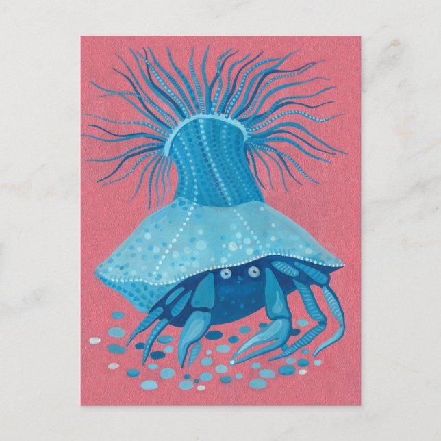 Hermit Crab Sea Ozeane Unterwasser Tiere Malerei Postkarte (Vorderseite)
