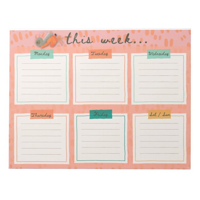 Hermit Crab Weekly To Do Planer Notepad Notizblock (Vorderseite)