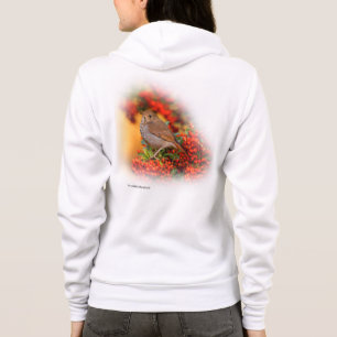 Hermit Thrush Songbird auf Scarlet Firethorn Hoodie