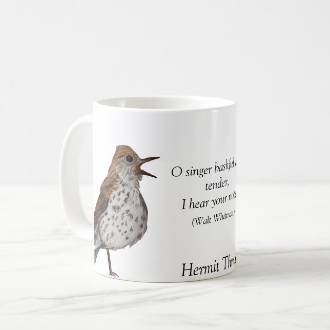 Hermit Thrush Walt Whitman White Coffee Tasse (Vorderseite Links)