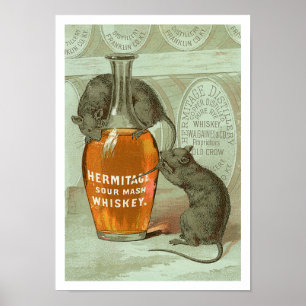 Hermitage Sour Mash Whiskey und mit zwei Ratten Poster