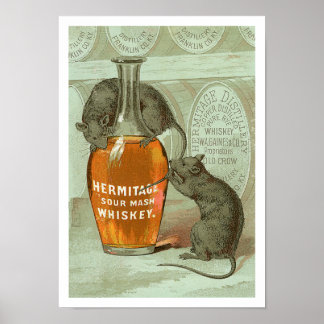 Hermitage Sour Mash Whiskey und mit zwei Ratten Poster