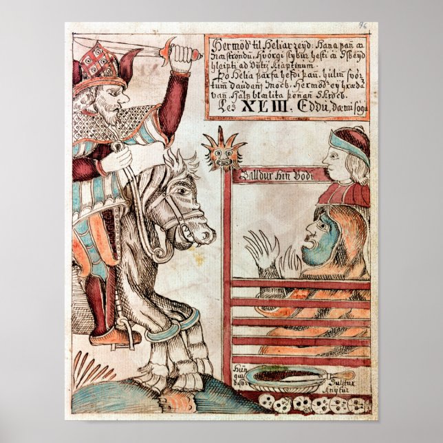 Hermod astride Sleipnir Poster (Vorne)